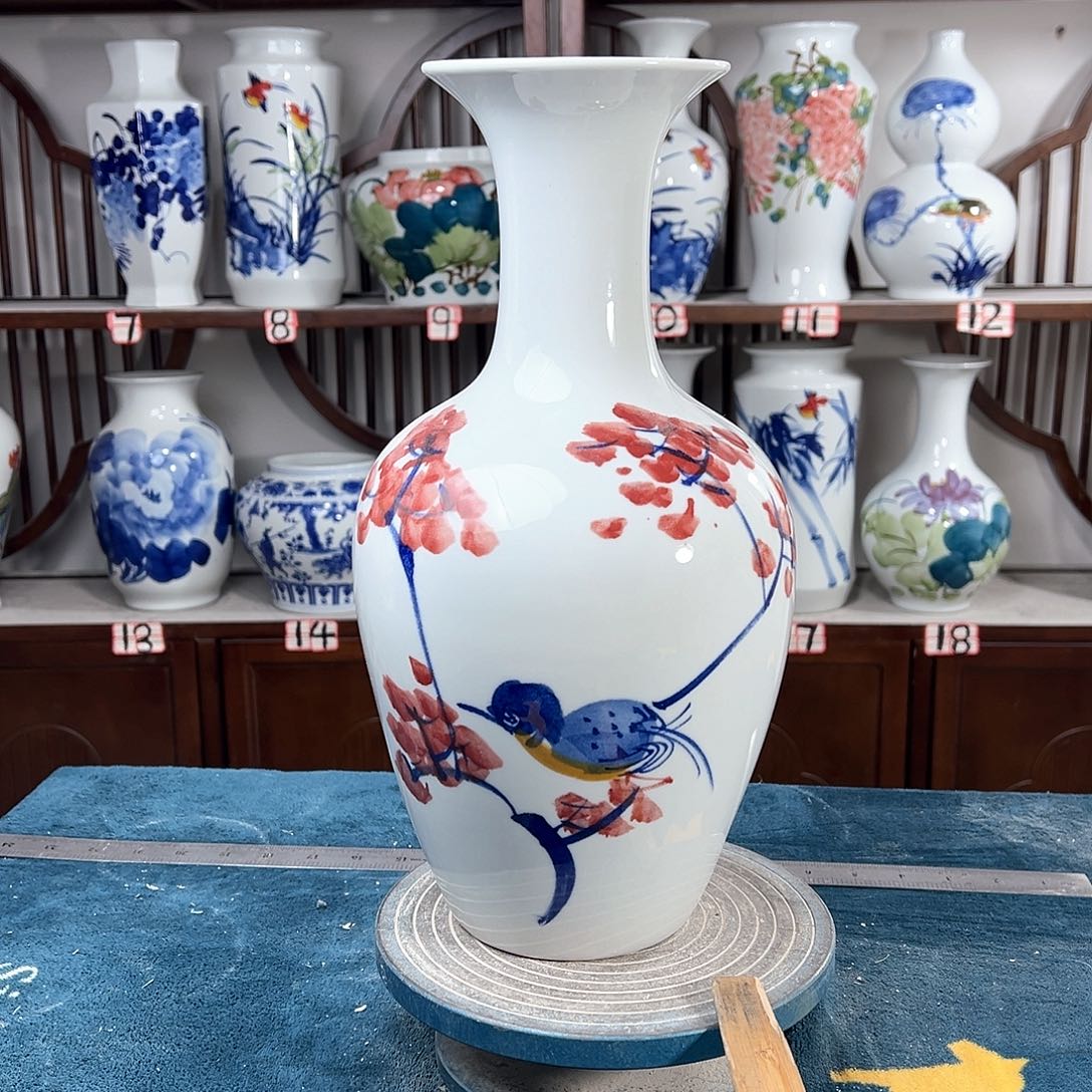 摆件景德镇陶瓷棒梅