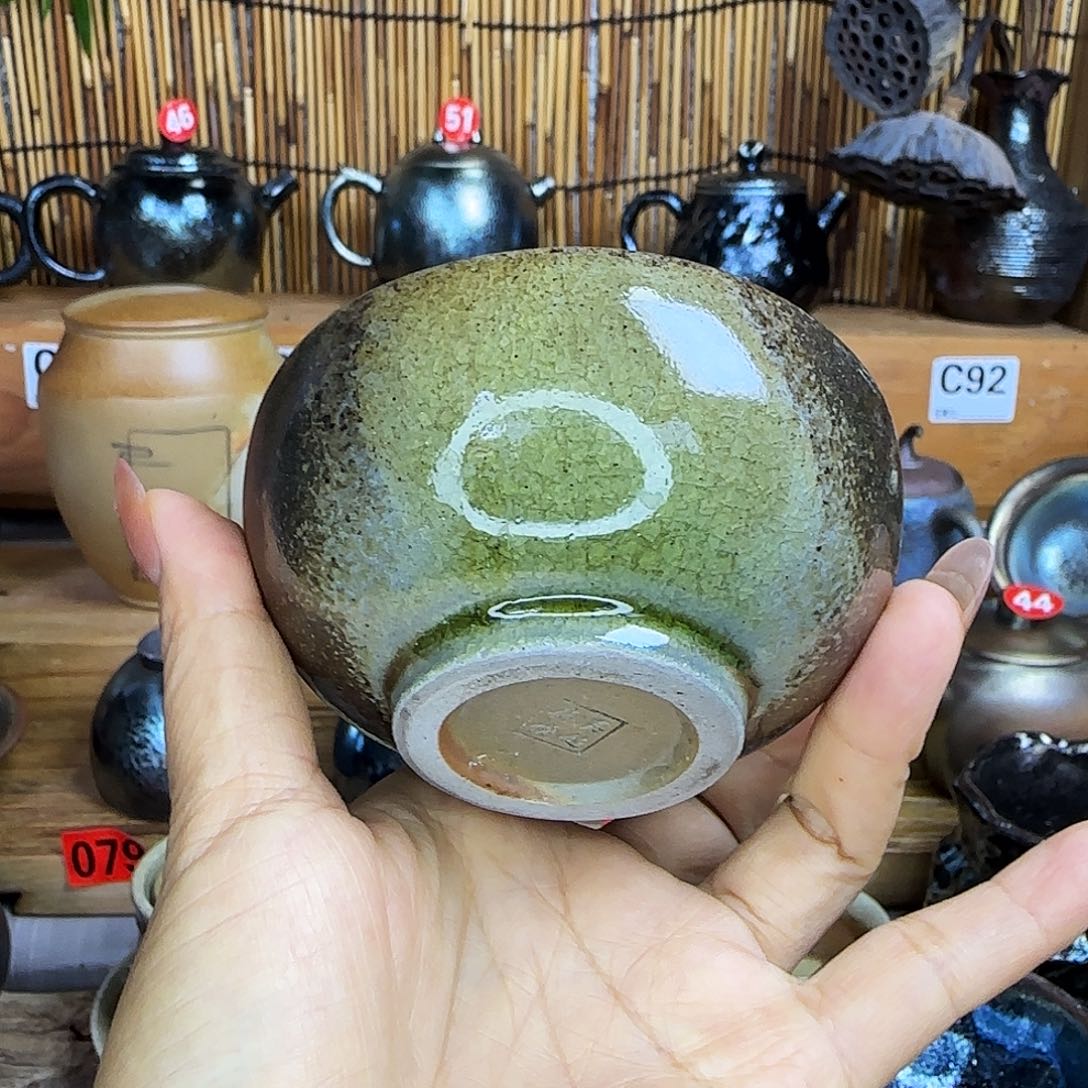 杯水**青建水紫陶柴烧杯