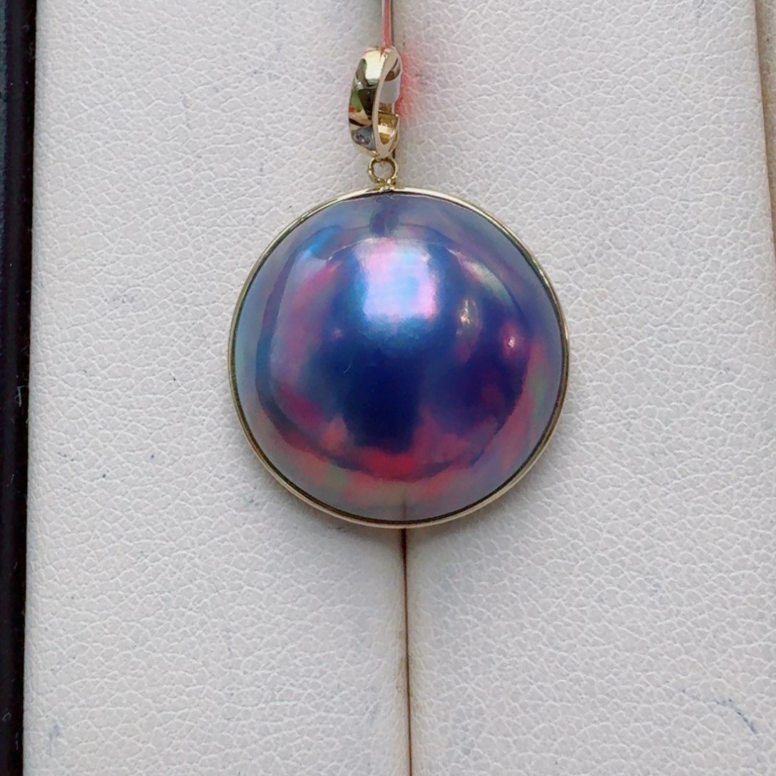 18K金镶嵌颈饰拼合珍珠（马贝珠）@@md011