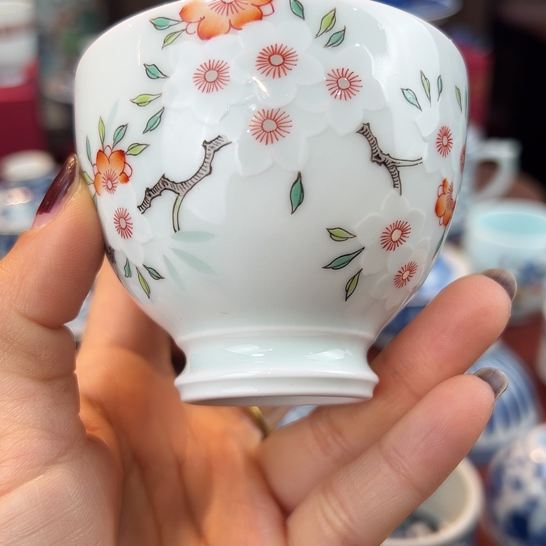 瓷片苏**业桃花杯三种工艺