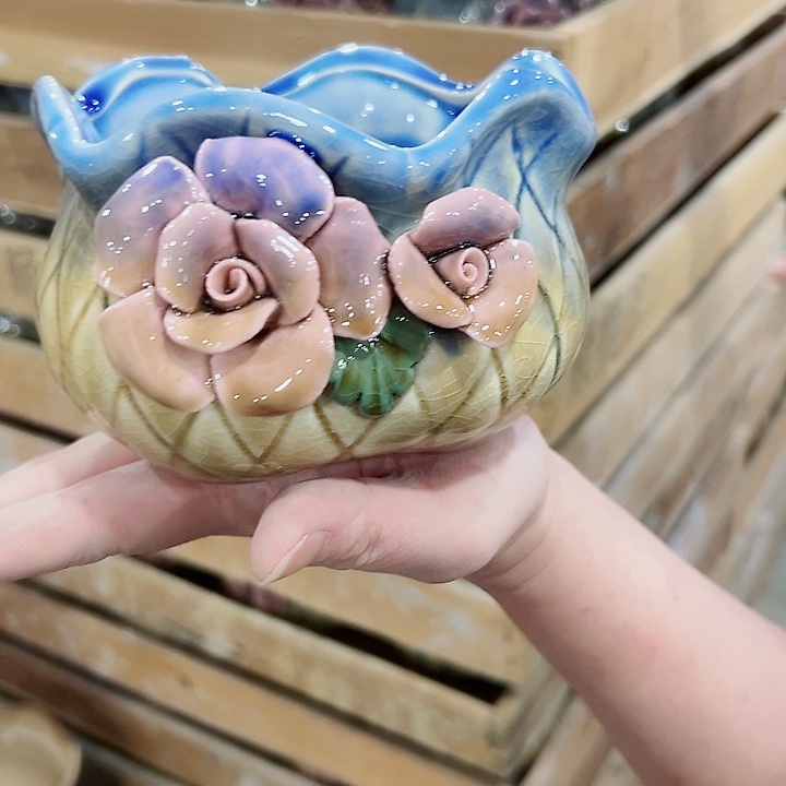 有孔.凑满10元发货多肉陶瓷花盆！