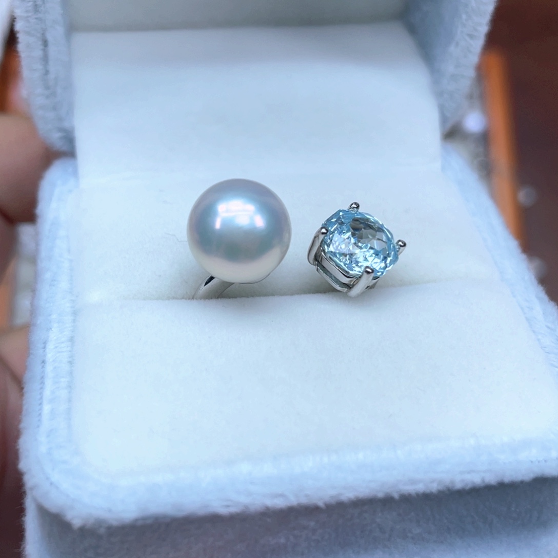 戒指银S925镶嵌淡水珍珠10-11