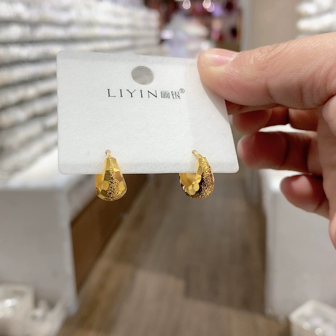 铜合金耳饰 5945 丽银品牌新款金钴金工艺耳扣小耳圈