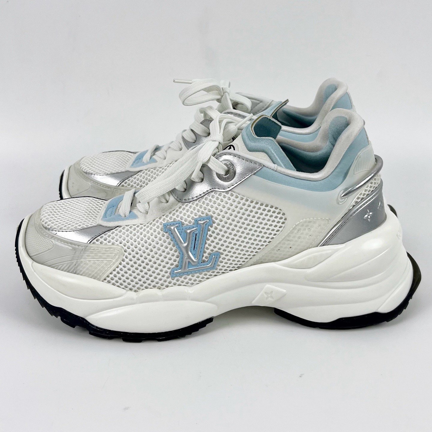 99新 LouisVuitton/路易威登 36.5码 Run55白蓝配色运动鞋 xz0407