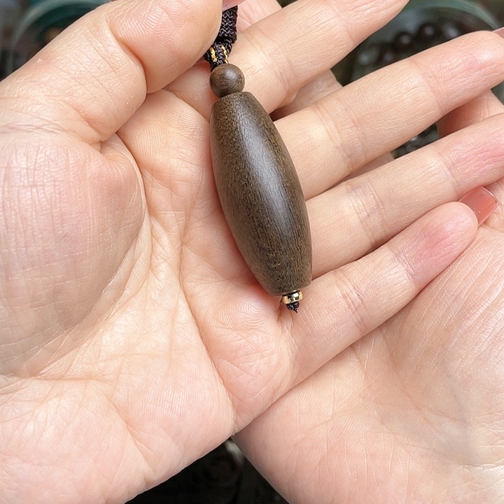 沉香木吊坠白棋天珠吊坠