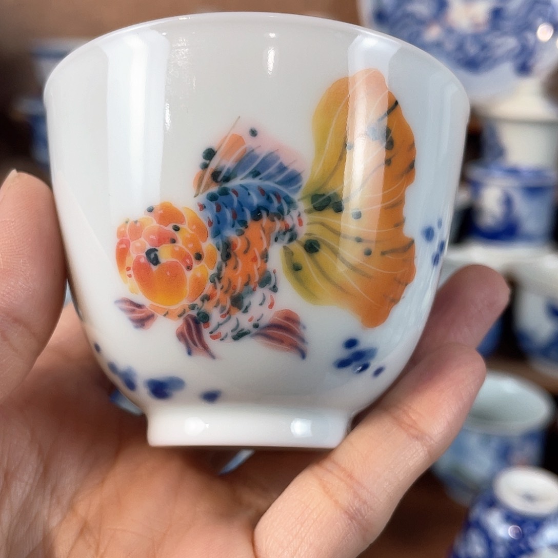 泥藝瓷梦金鱼杯杯