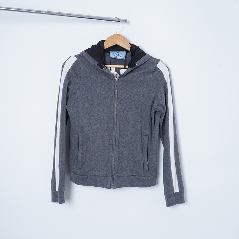 95新 Prada/普拉达 棉/TH0863/运动时尚外套女装/L码女款卫衣休闲