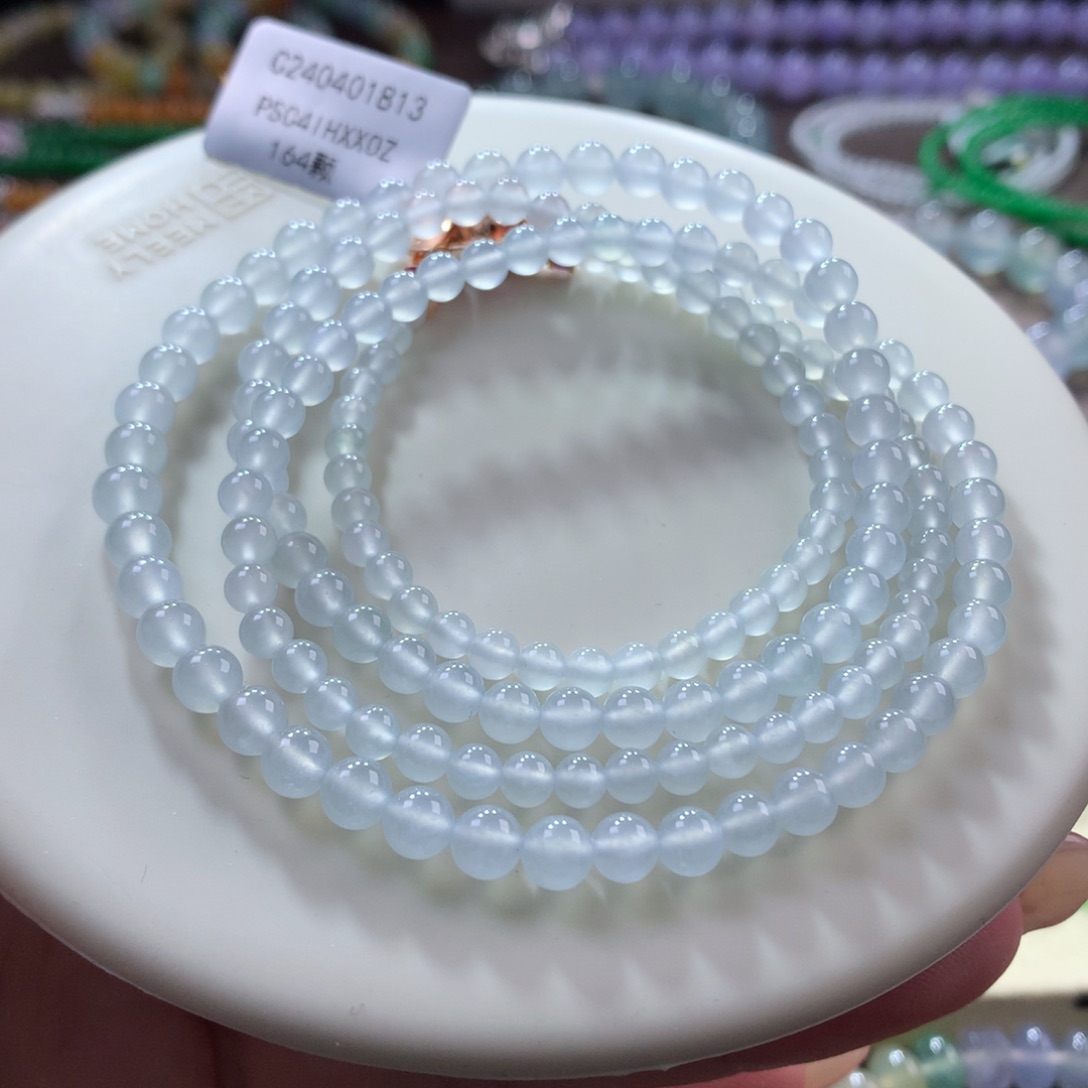 翡翠颈饰未镶嵌翡翠高冰白月光卡3.5+~5+