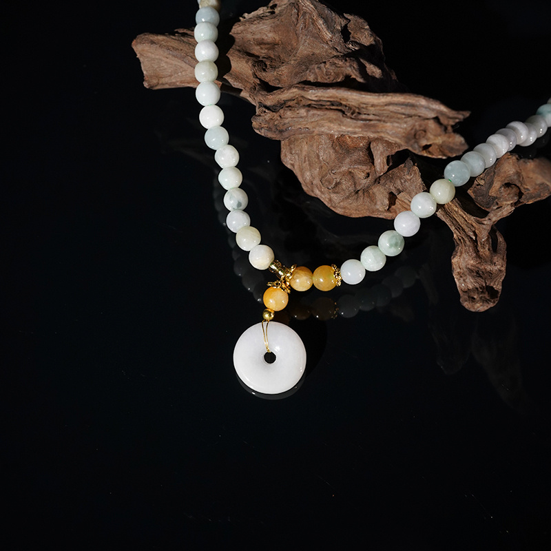 天然A货翡翠平安扣珠链+6mm发项链  多样性其一 XC600564