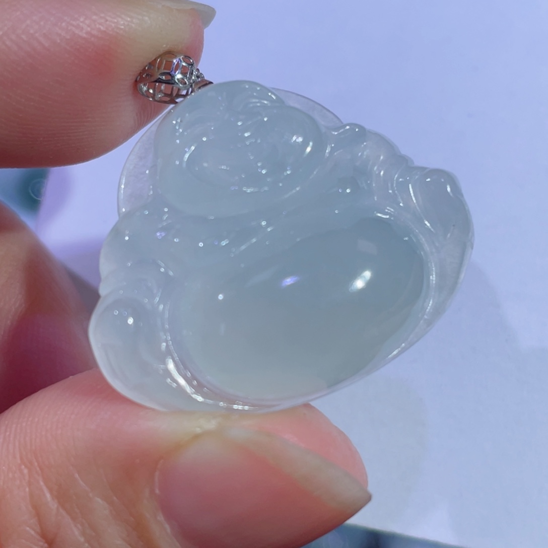 翡翠颈饰18K金镶嵌佛公