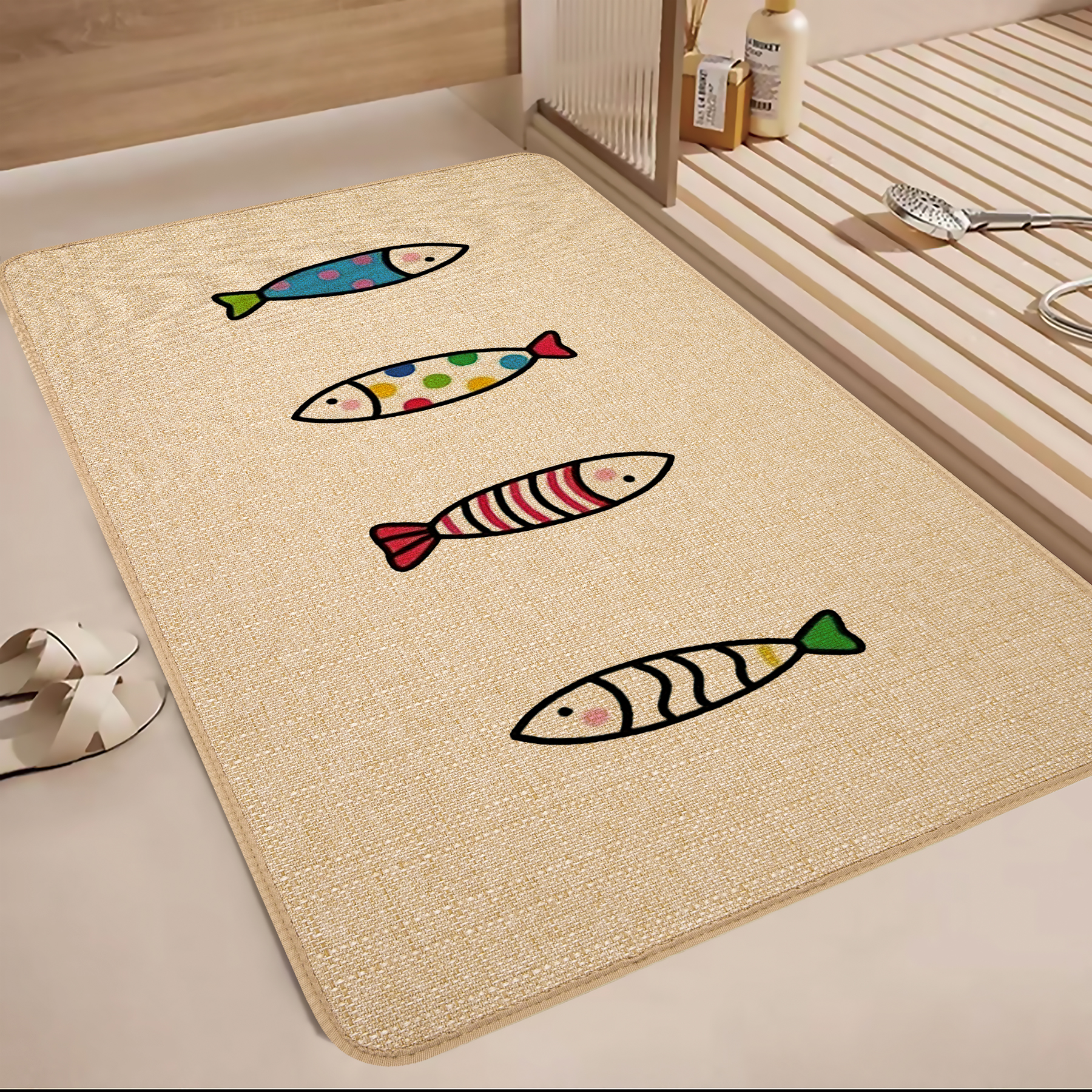 方形加厚亚麻编织吸水防滑地垫卫生间浴室门口入户门耐脏速干地垫