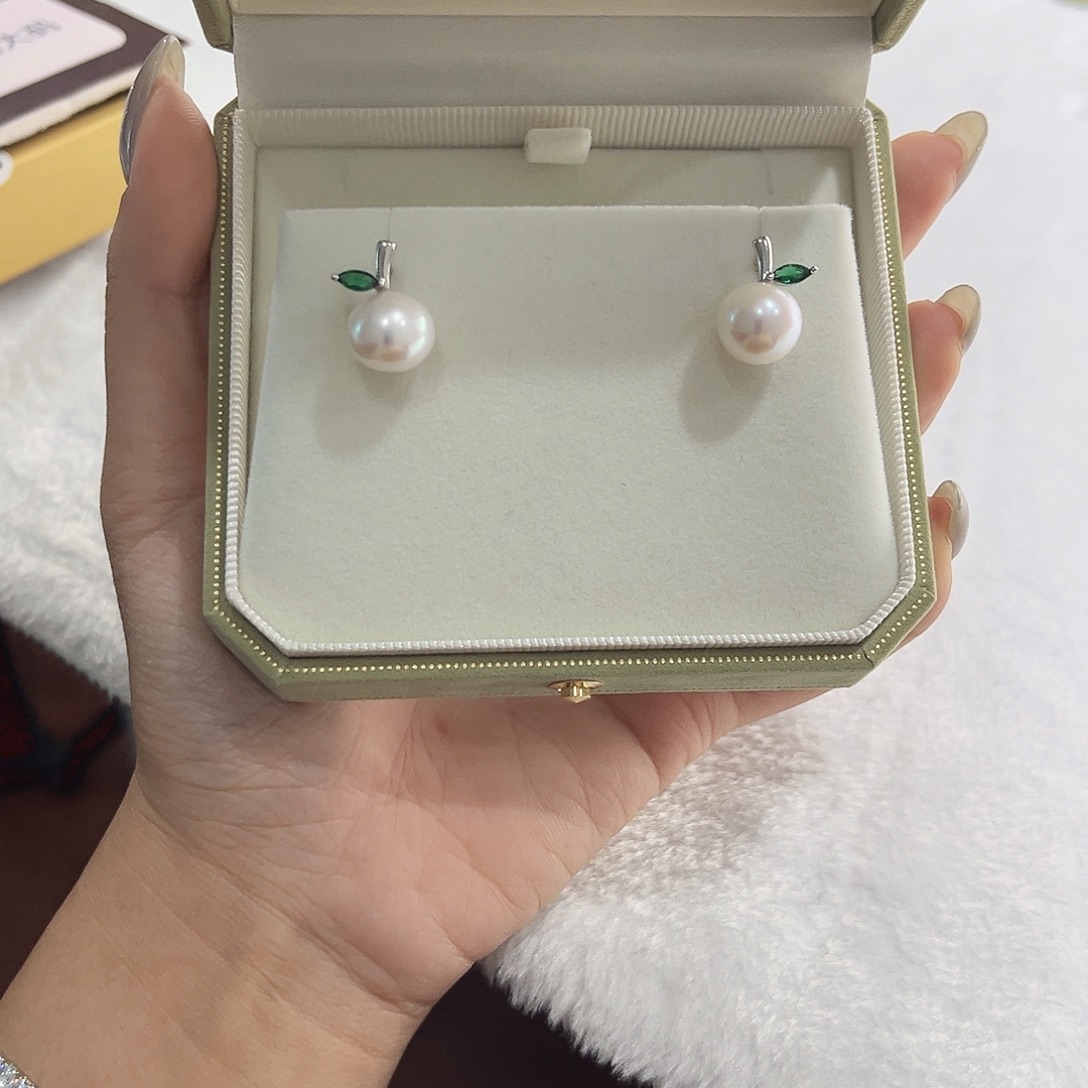 耳饰银S925镶嵌淡水珍珠