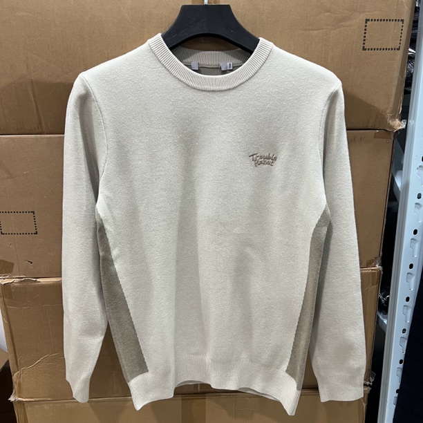 8195撤柜剪标圆领长袖毛衣针织衫春秋男士保暖杏色星球系列