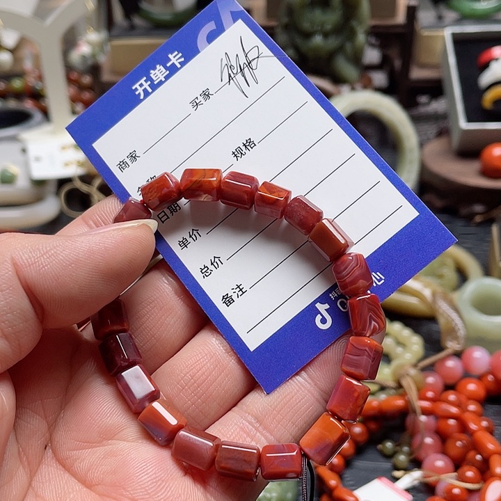 西瓜碧玺发饰未镶嵌微**子手串