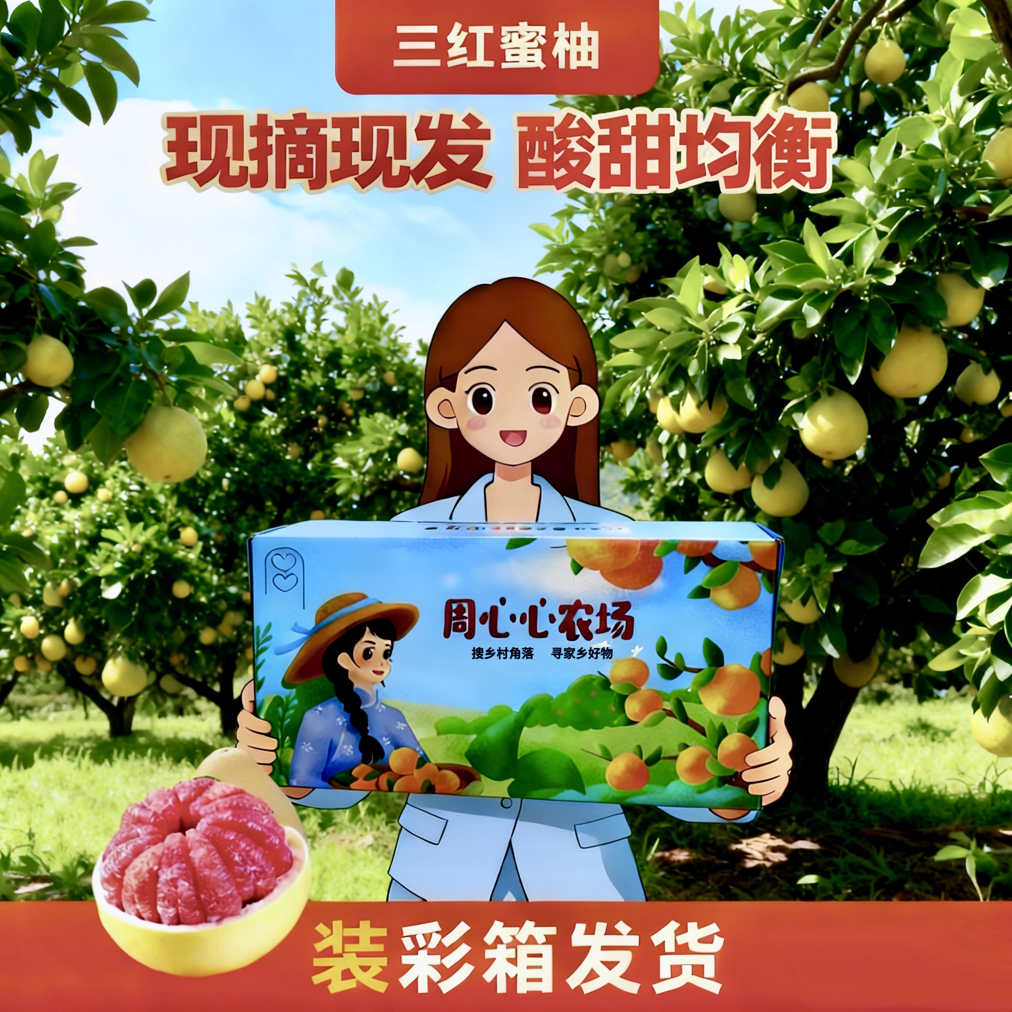 【周心心农场】四川三红蜜柚