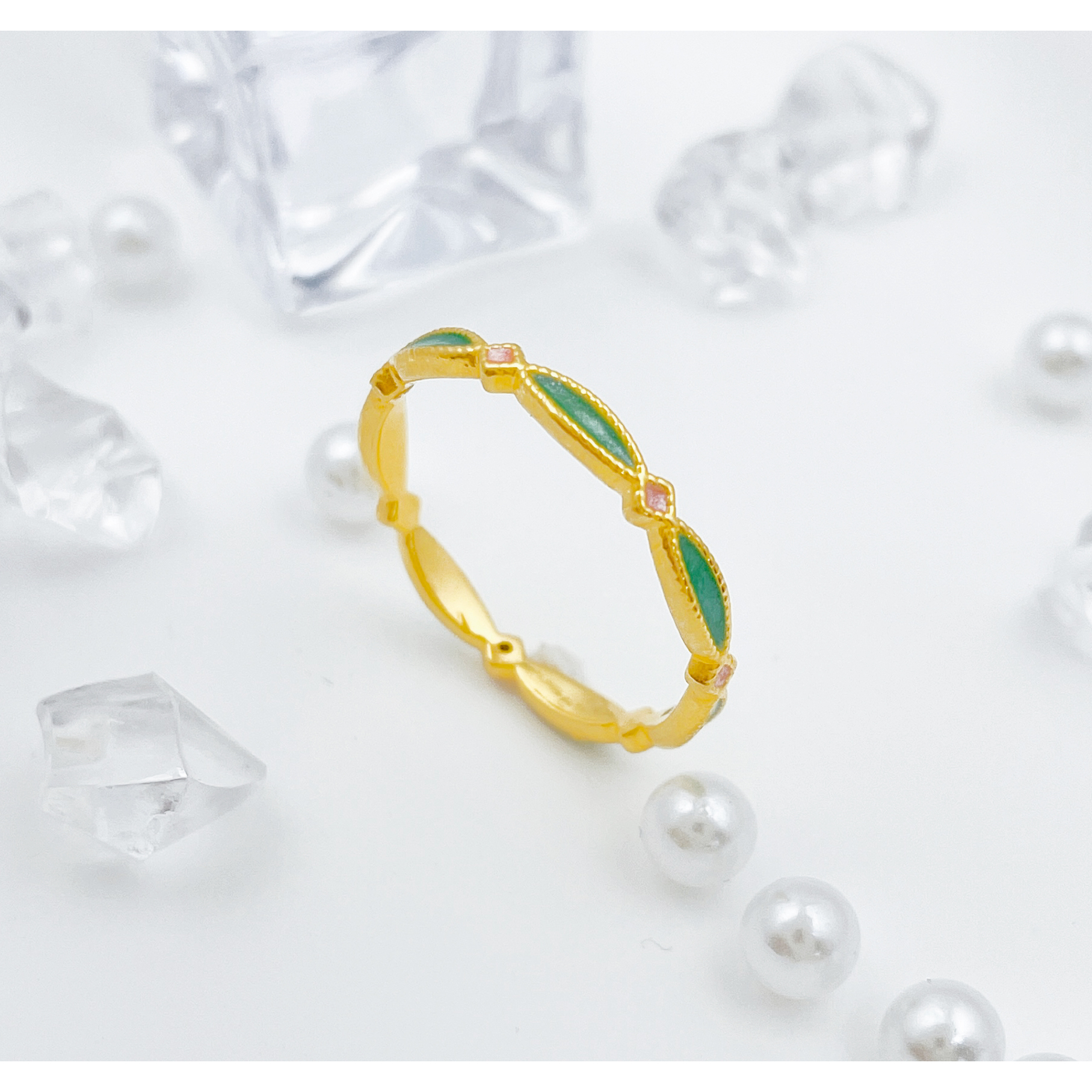 【国潮】足金999 珐琅小桃星戒指 0.86 12圈口