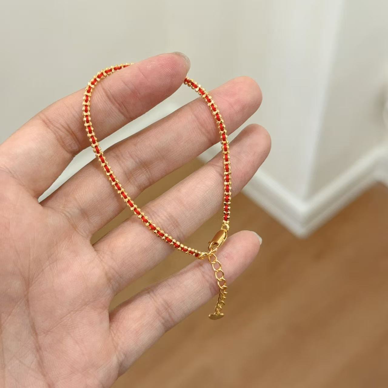 925银手链 【编织红绳】素款叠戴经典纯银手链简约高级气质中式精致