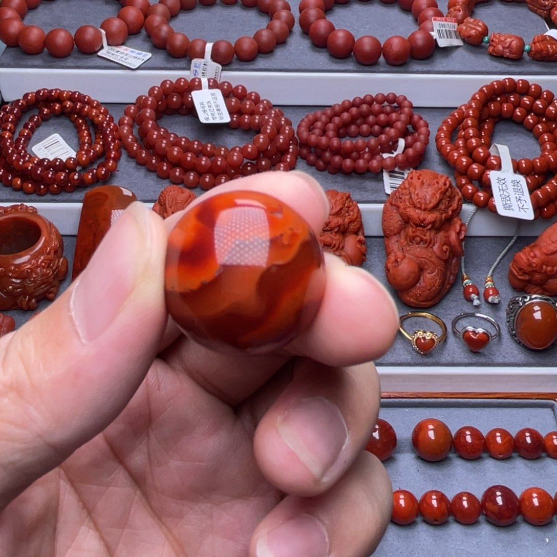 手串未镶嵌南红玛瑙梓*24.7mm瓦西火焰纹单珠