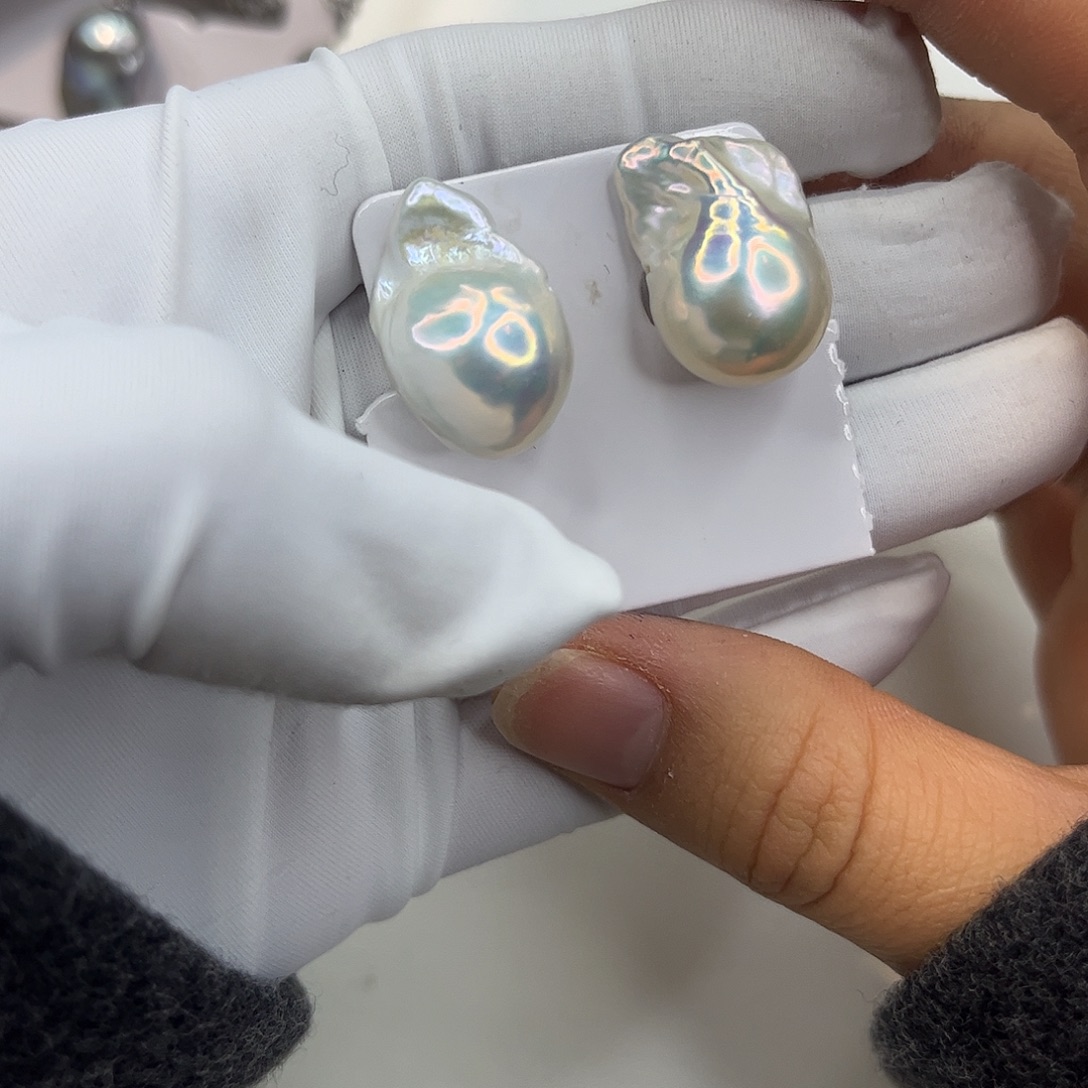 淡水珍珠耳饰银S925镶嵌