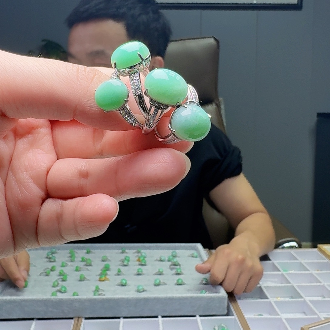 翡翠戒指银S925镶嵌多样性发货其一