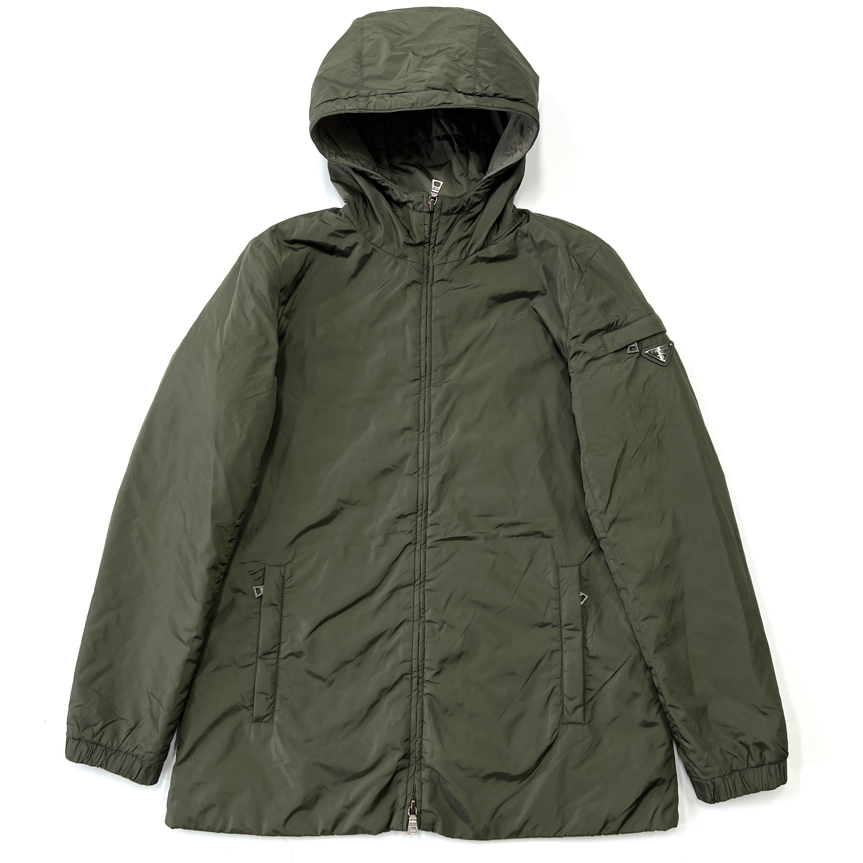 95新 Prada/普拉达 三角标logo绿色棉服外套38码/秋冬/