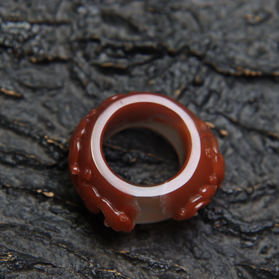 凉山南红玫瑰红扳指