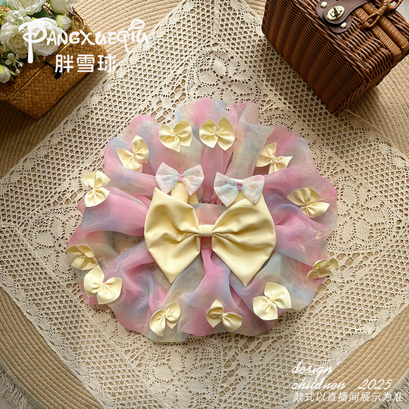 胖雪球女夏季彩色公主风连衣裙女宝百天周岁服女孩韩系时尚