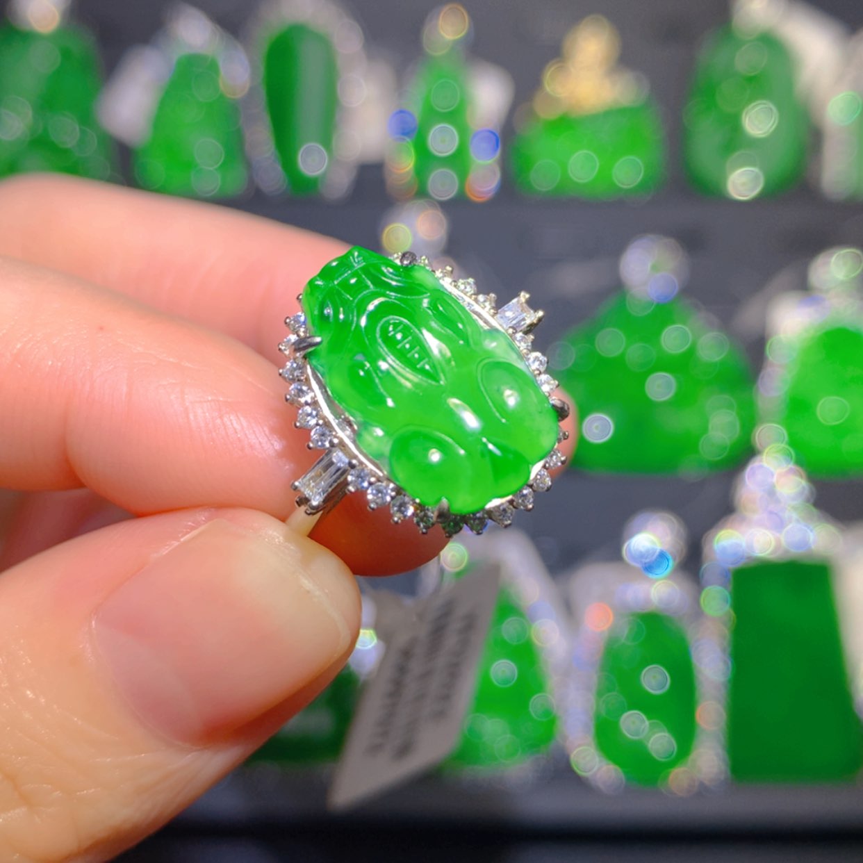 【闪购商品】翡翠戒指银S925镶嵌111111