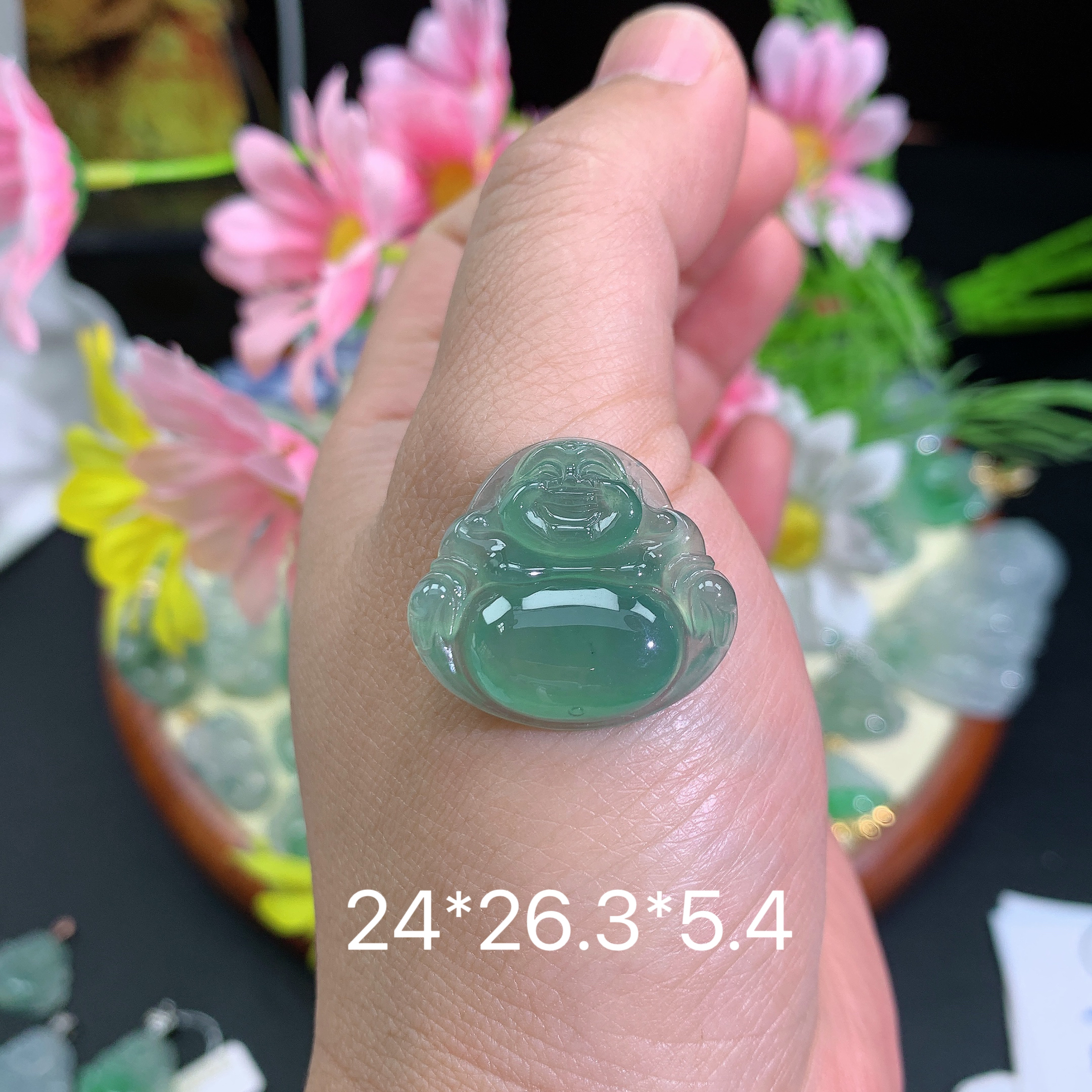 缅甸翡翠A货冰种满绿佛公刘挂件水润百搭精冰气质气气质精致妈妈