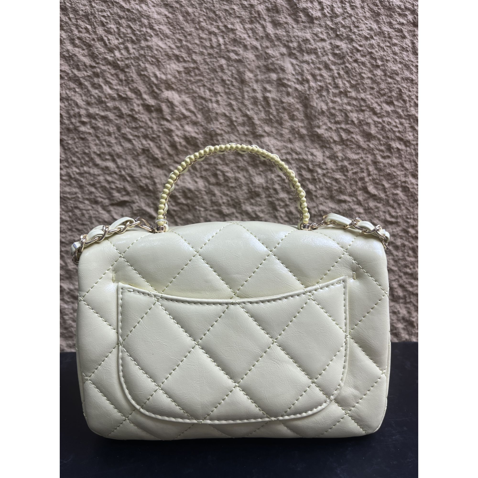 TOLEX2025新款手工女包休闲时尚百搭胖豆豆手柄黄色21cm