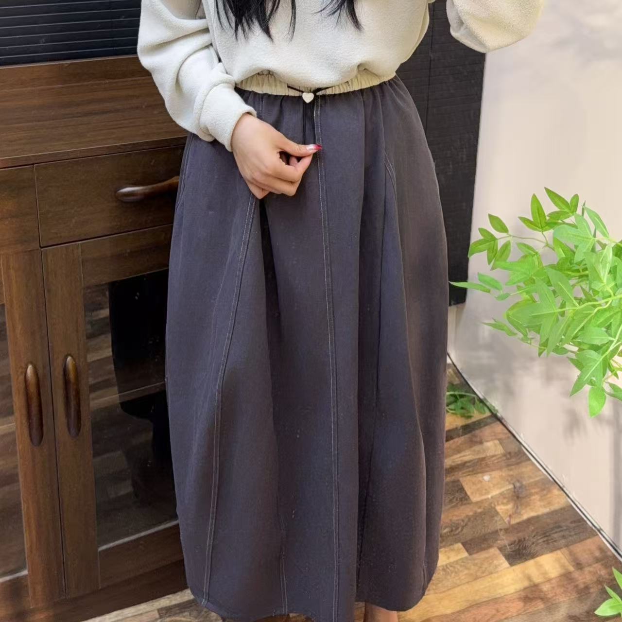 【XX】25新款休闲时尚百搭纯棉花苞裙    B379