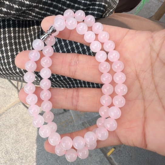 和田玉颈饰未镶嵌高冰藕粉无包容特冰特有卡8仙女高端女神链