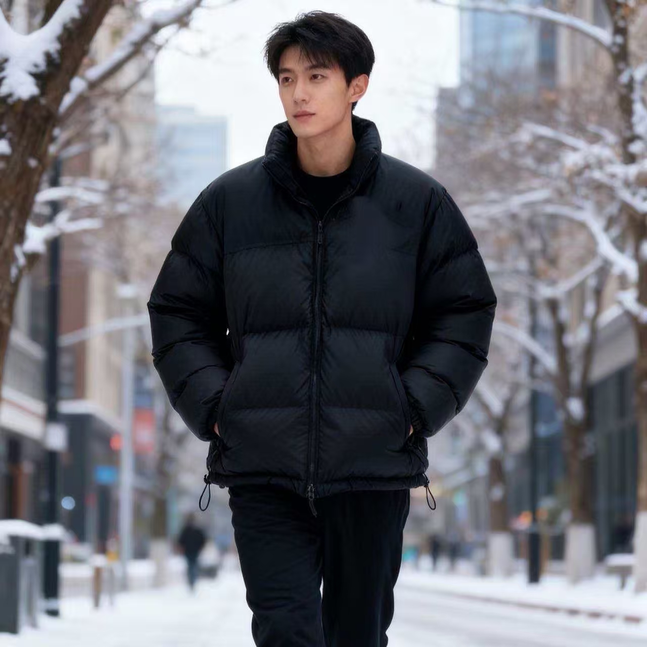 冬季防风防寒男女款宽松立领时尚潮流白鹅绒面包服