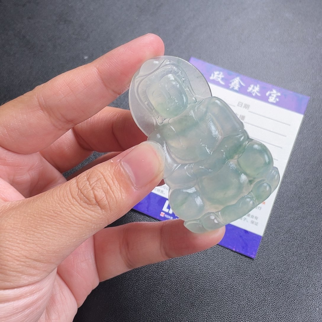 定制翡翠未镶嵌好*鱼观音翡翠雕刻毛货无鉴赏期