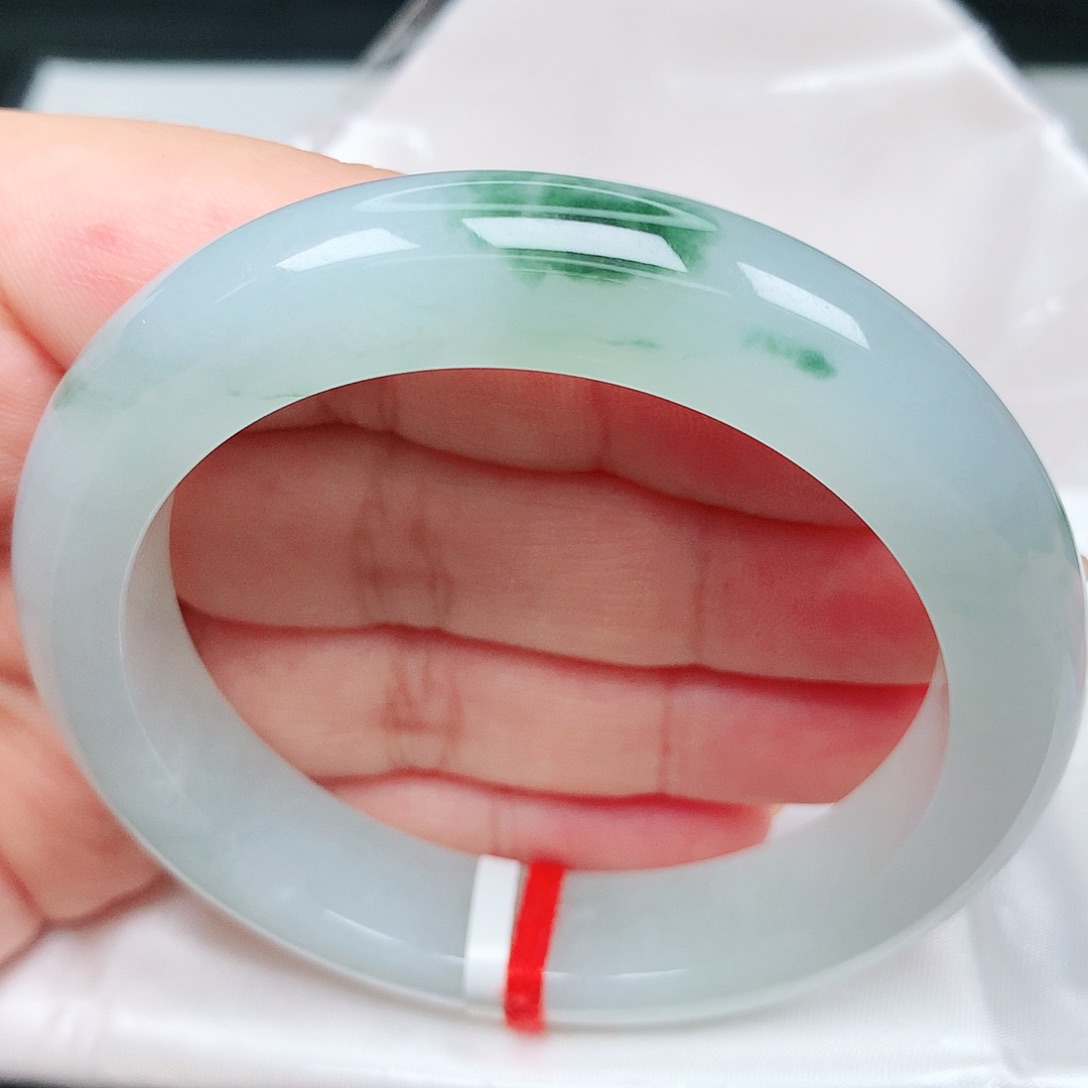 未镶嵌手镯翡翠28冰胶飘花 厚装