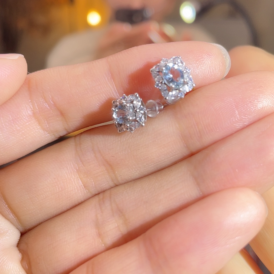 银S925镶嵌耳坠海蓝宝石