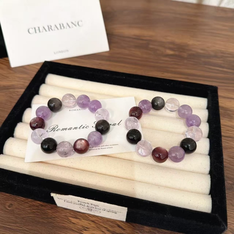 X1881[几何为欢 ]紫水晶紫锂云母银曜石手链高端轻奢多样性发一