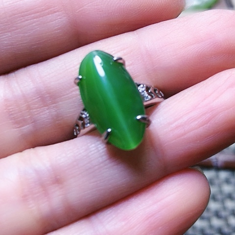 和田玉戒指银S925镶嵌