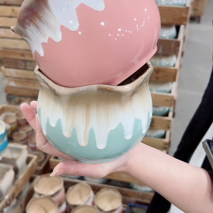 有孔.凑满10元发货多肉陶瓷花盆！