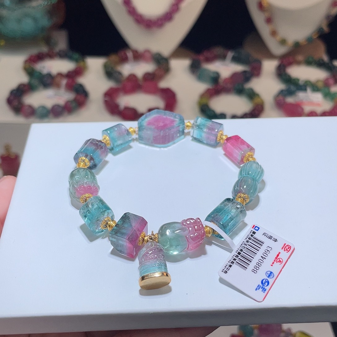 碧玺手链18K金镶嵌碧玺手链