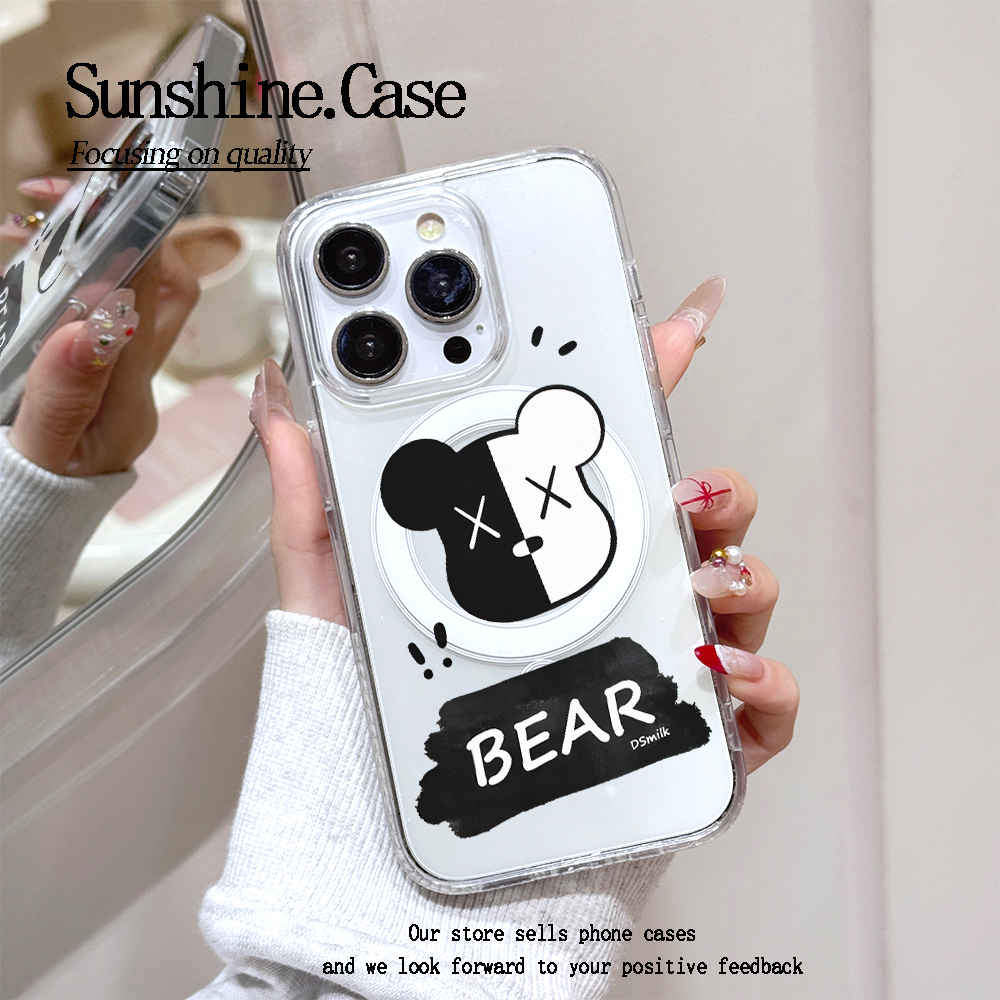 【亚克力磁吸】酷熊高透手机壳适用苹果16promax/15/14防摔