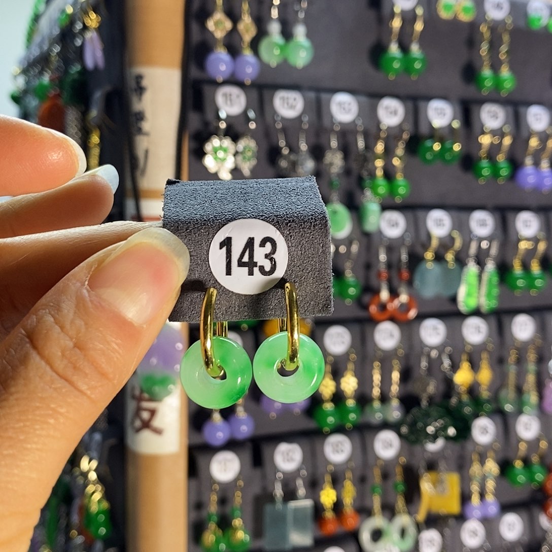 银S925镶嵌翡翠耳饰143