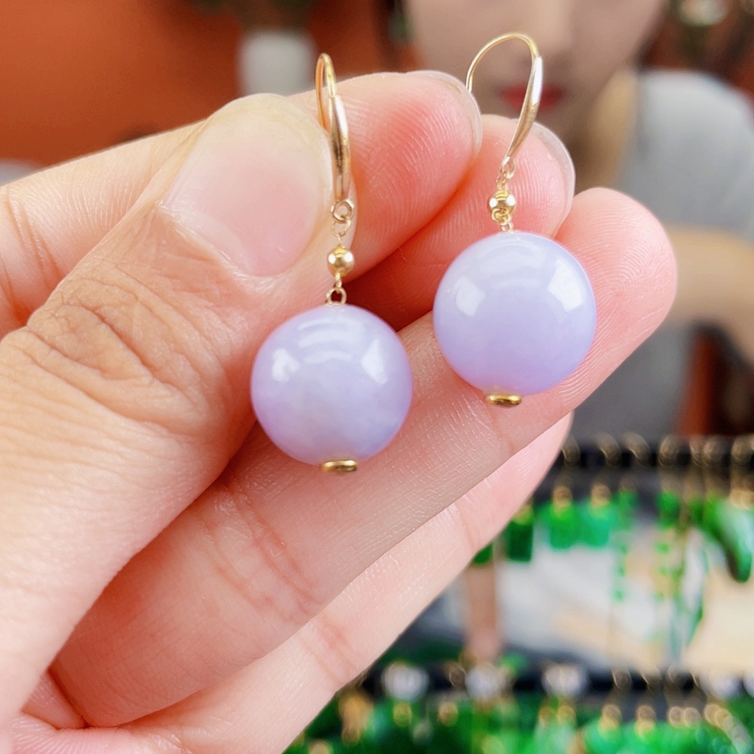 翡翠18K金镶嵌耳饰