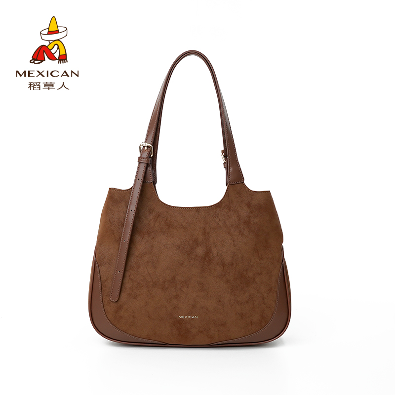 稻草人秋冬新品单根肩带简约风通勤秋冬时尚女士托特包单肩包