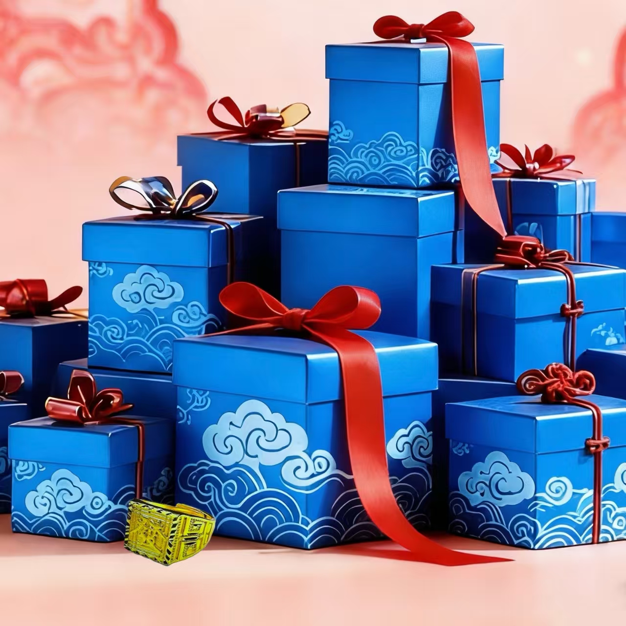 雪涧源创发财老板戒春节风格轻职风精美礼盒挂件-K796