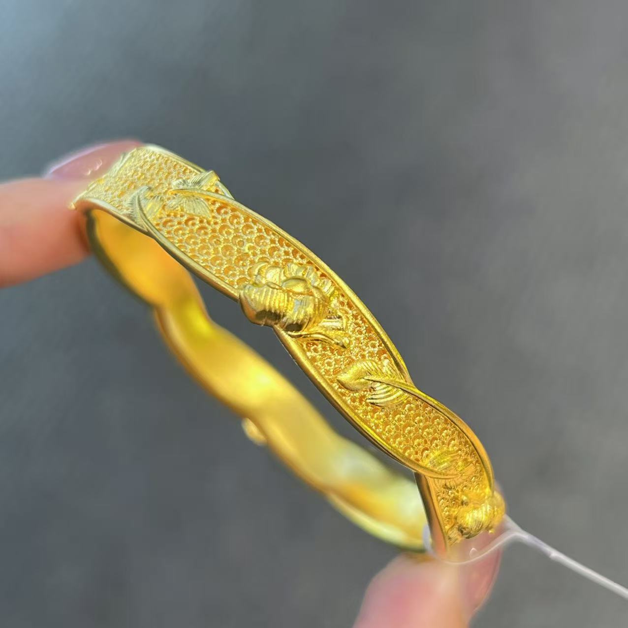 【新美源】足金999 古法工艺 碟中花镯