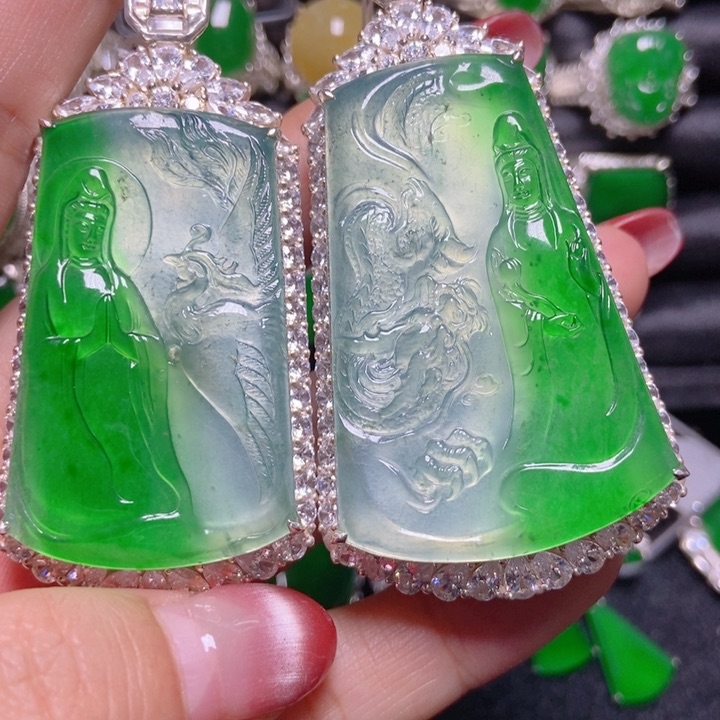 颈饰银S925镶嵌翡翠访*翡翠