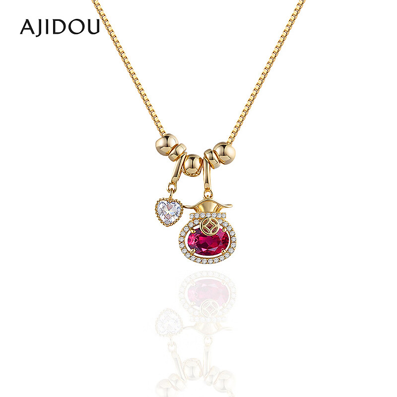 铜合金合成锆石项链 AJIDOU阿吉豆项链女款精致颈链短精链【SGB】