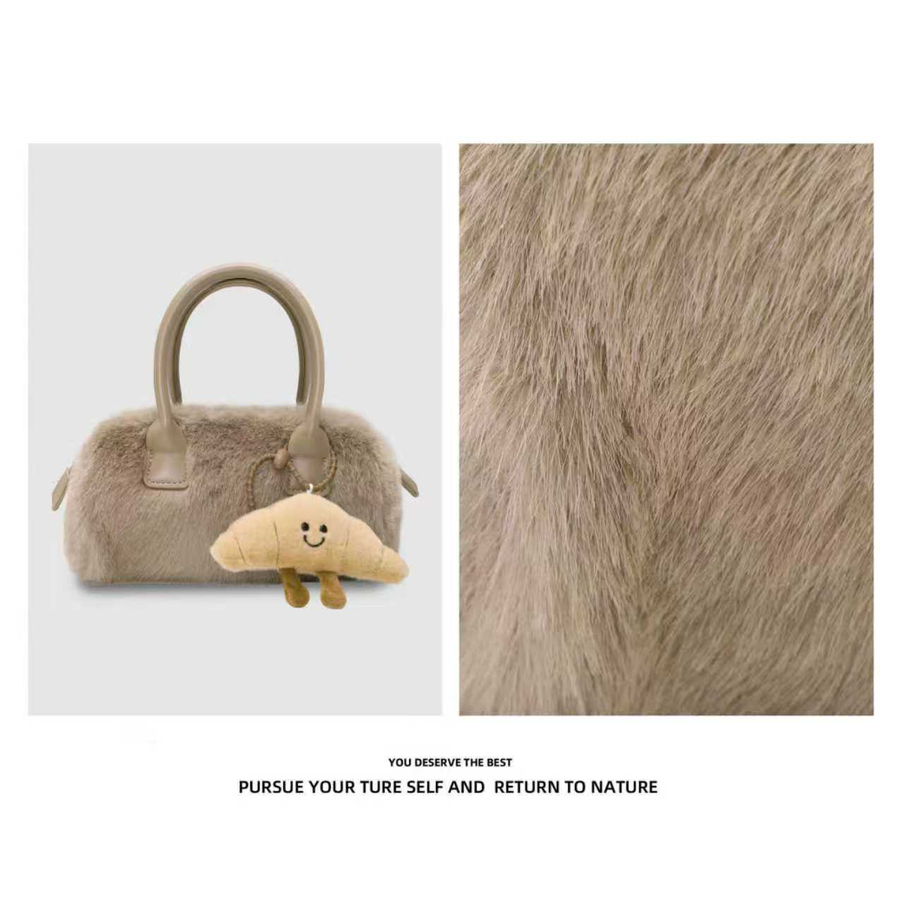 秋冬新款高级感毛绒百搭单肩斜挎手提女包1865