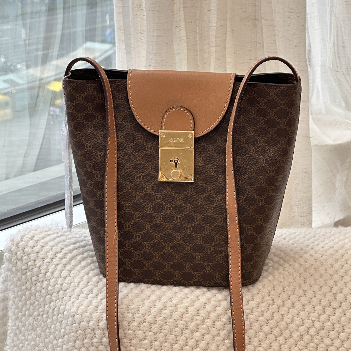 95新 Celine/思琳 老花小水桶斜挎包
